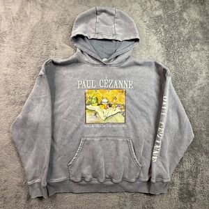 PRIMARK XS Paul Cezanne Art Hoodie Gray Stone Wash Fleece Pullover Oversized
